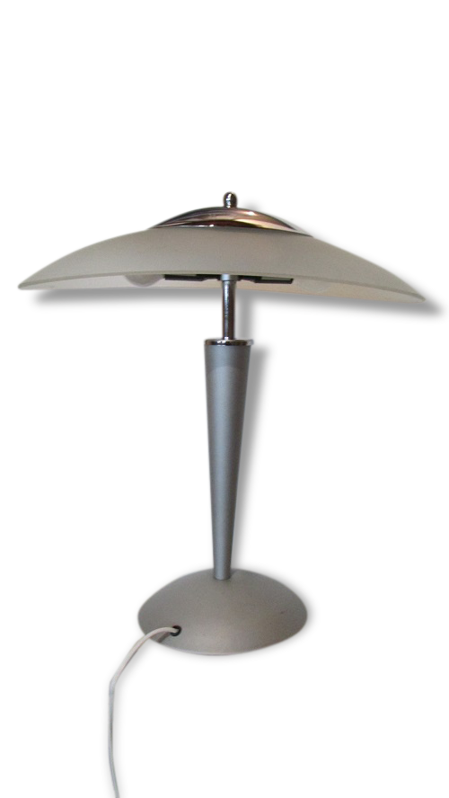 Vintage mushroom lamp, aluminium, glass and stainless steel