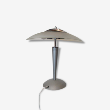 Vintage mushroom lamp, aluminium, glass and stainless steel