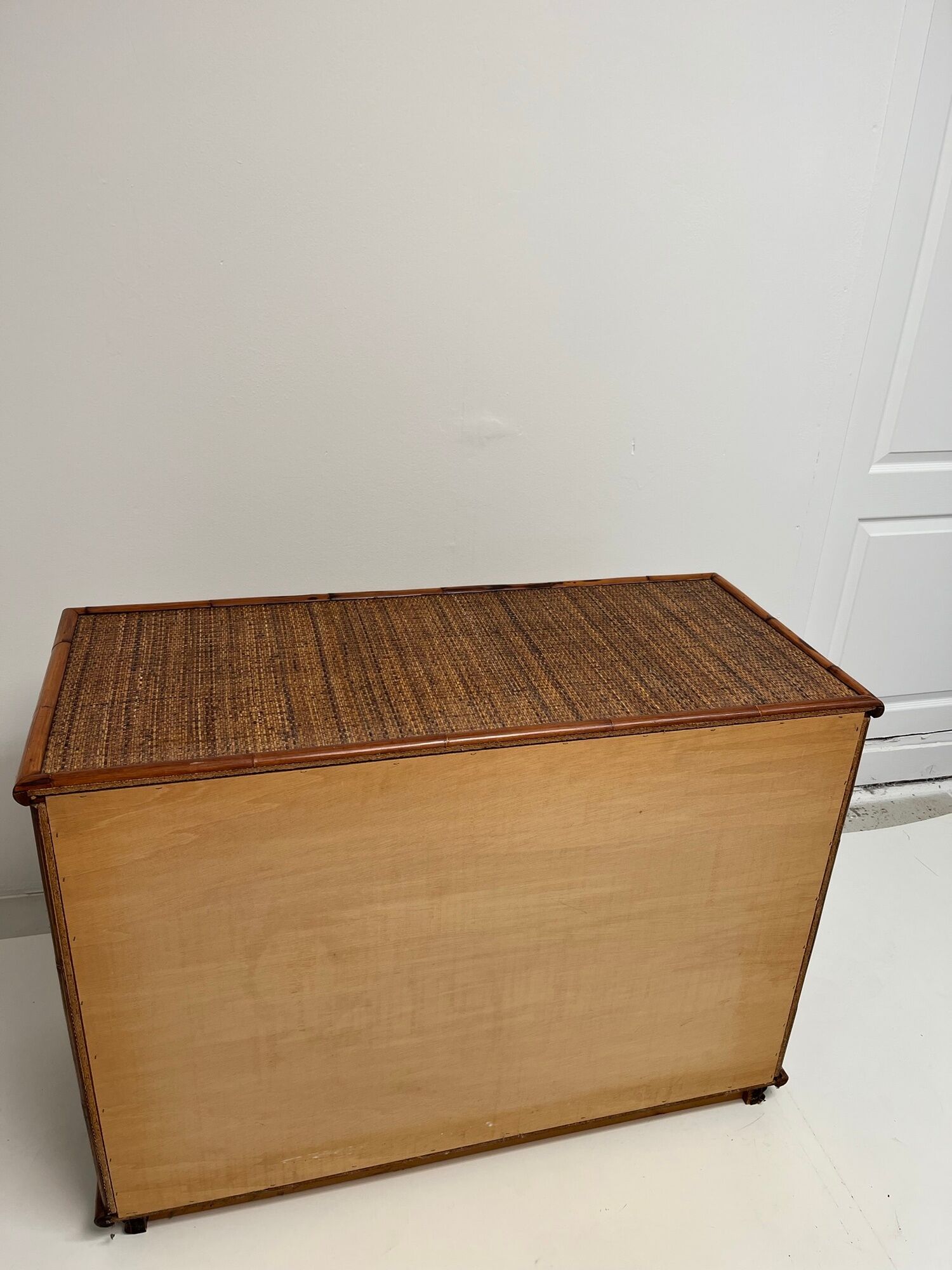 Vintage chest of drawers in bamboo and wicker 1970