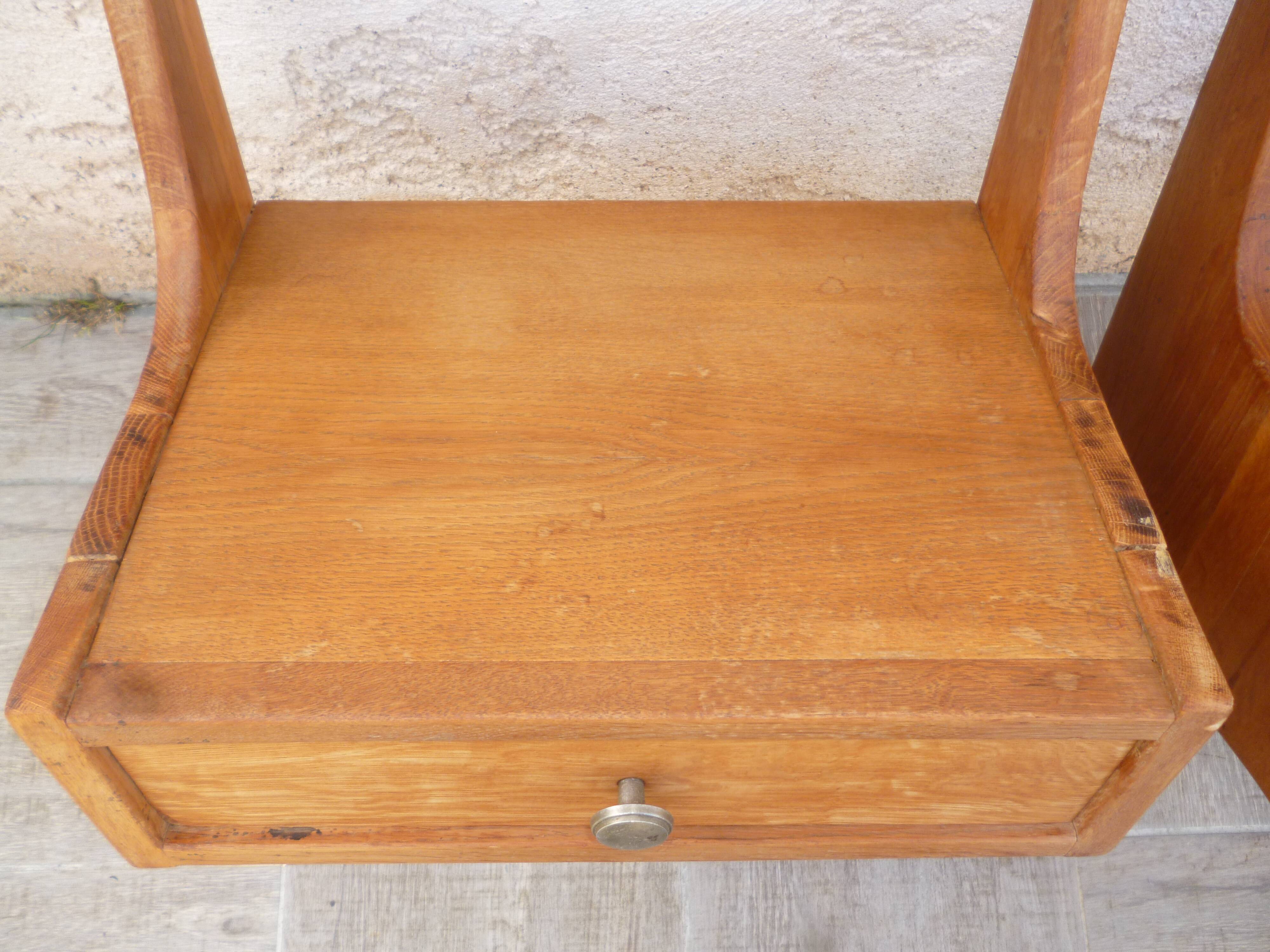 Pair of vintage solid wood hanging bedside tables