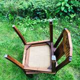 Pair of vintage art deco chairs in wood and camel Skai