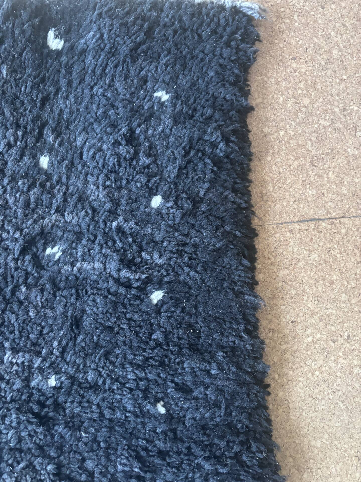 Moroccan Berber rug Beni Ouarain black with white spots 254 x 205 cm