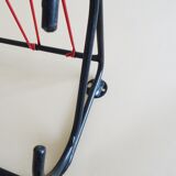 Minimalist wall coat rack in string design in black and red