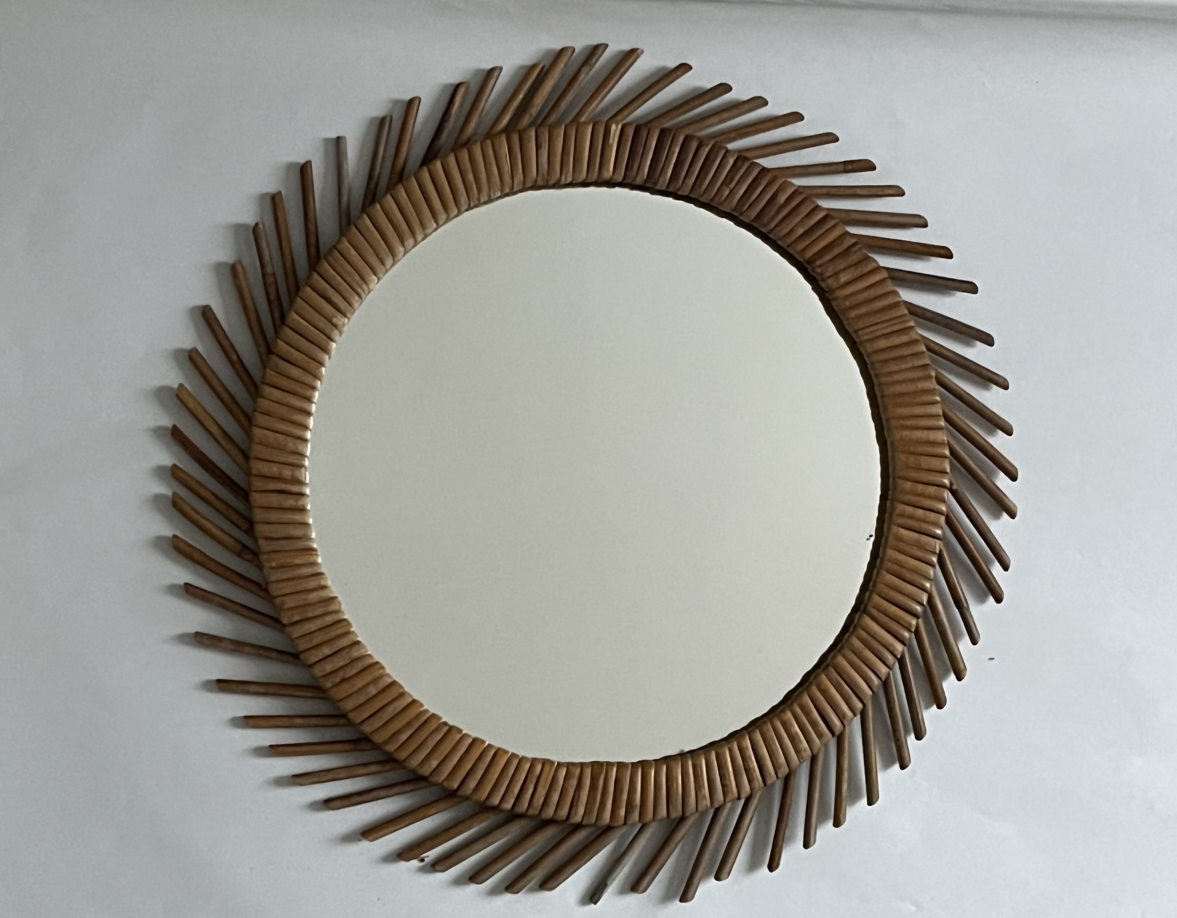 Rattan sun mirror