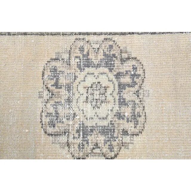 Vintage Turkish Oushak Handmade Wool Cotton Beige Runner 74x285