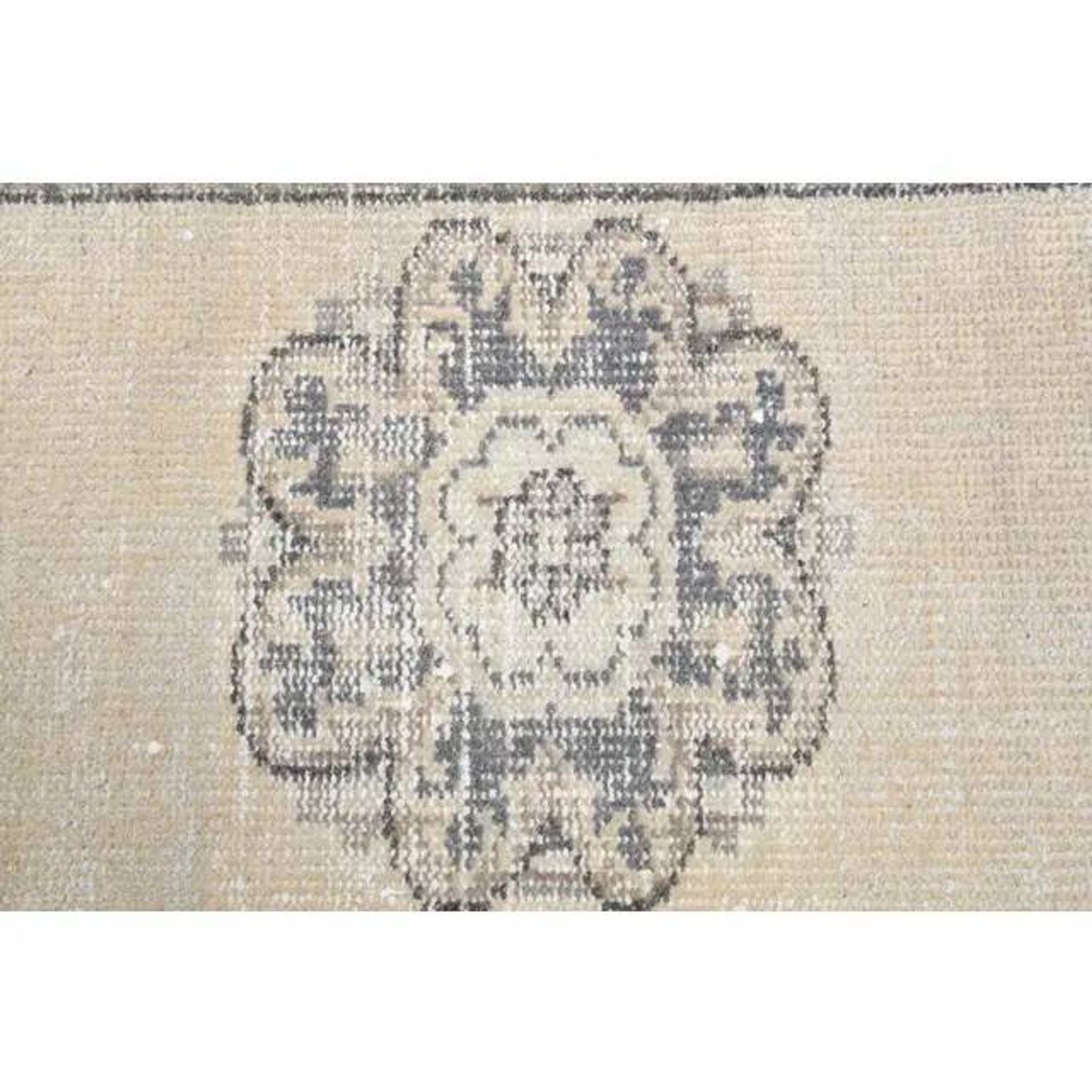 Vintage Turkish Oushak Handmade Wool Cotton Beige Runner 74x285