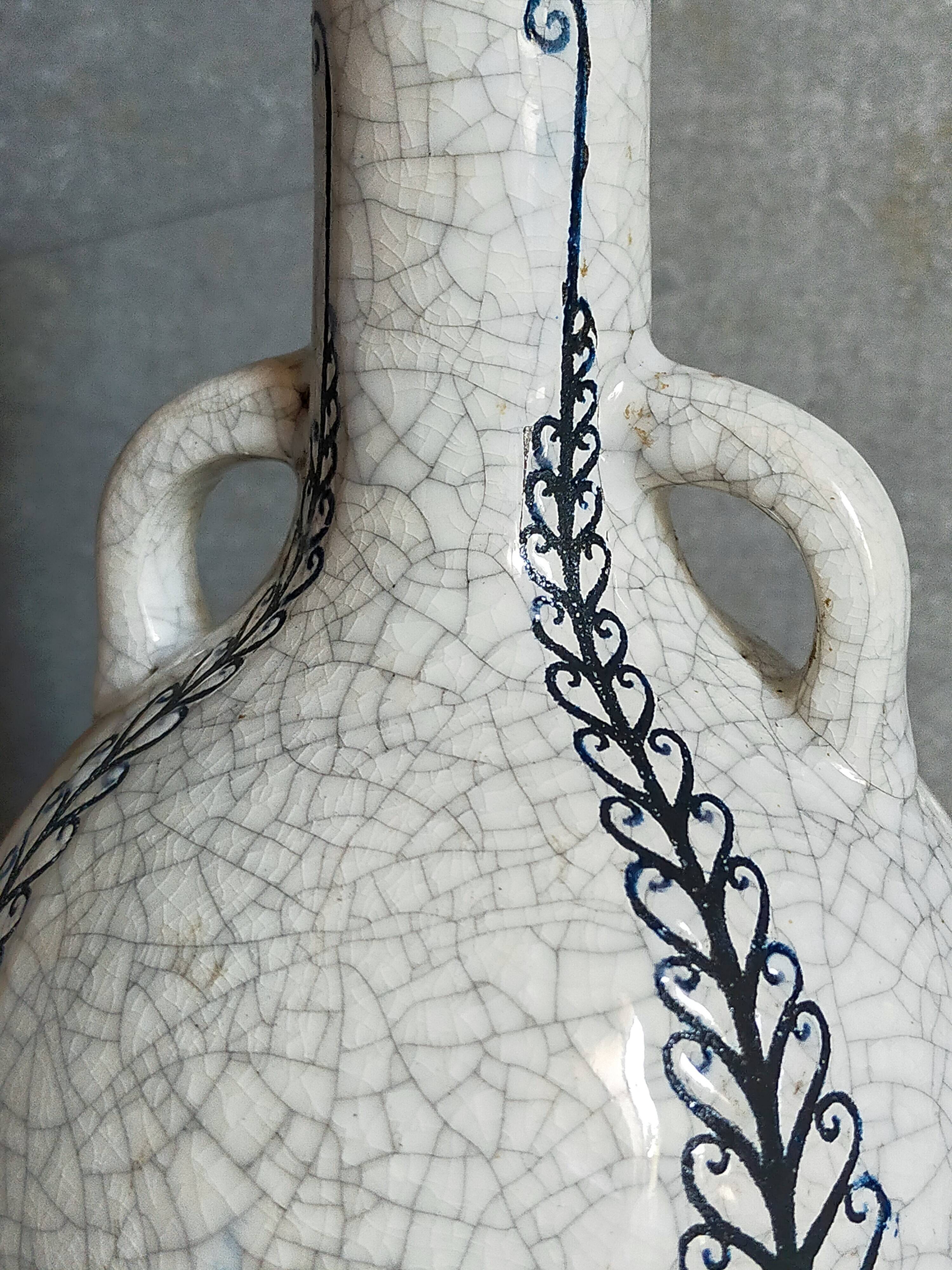 Soliflore bottle vase in fine earthenware boch frères la louvière-keramis early 20th century