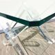 Table basse carrée ' Tréteaux ' . Plexi & verre. Vintage 80s