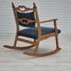 Années 1970, design danois, chaise à bascule en bois de chêne avec repose-pieds, meuble en laine, état d'origine.