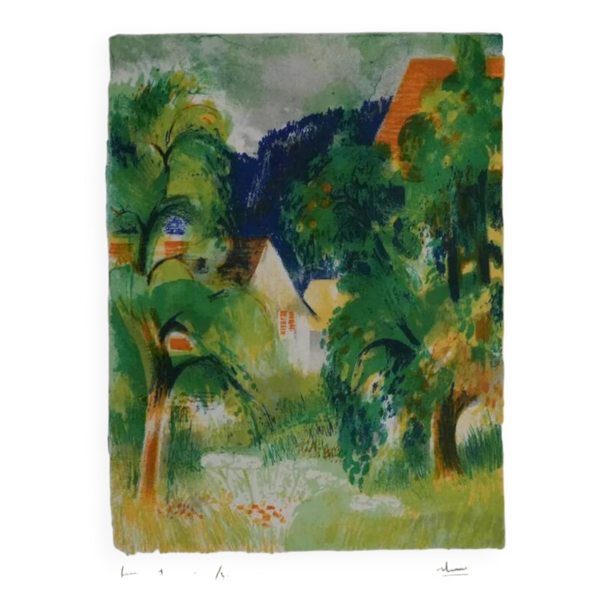 Paul Collomb: Path in Summer, original signed lithograph.