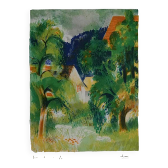 Paul Collomb: Path in Summer, original signed lithograph.