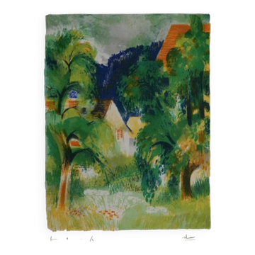 Paul Collomb : Chemin en été, lithographie originale signée