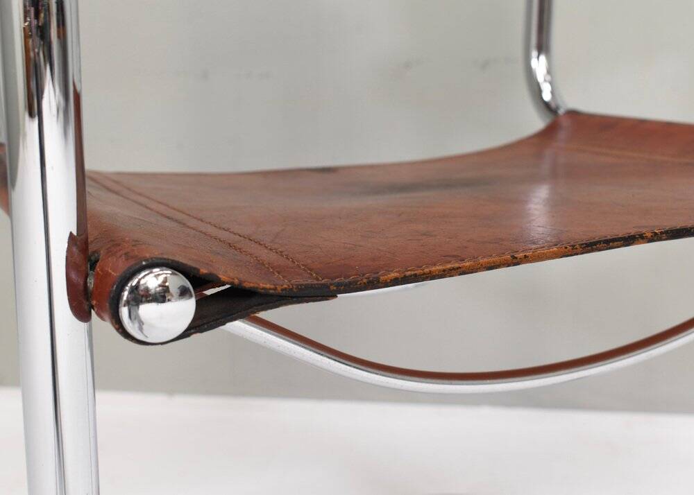S34 dining armchair in cognac saddle leather by Mart Stam for Fasem, 1970s