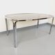 Vintage curved rectangular dining table in smoked glass and chrome metal