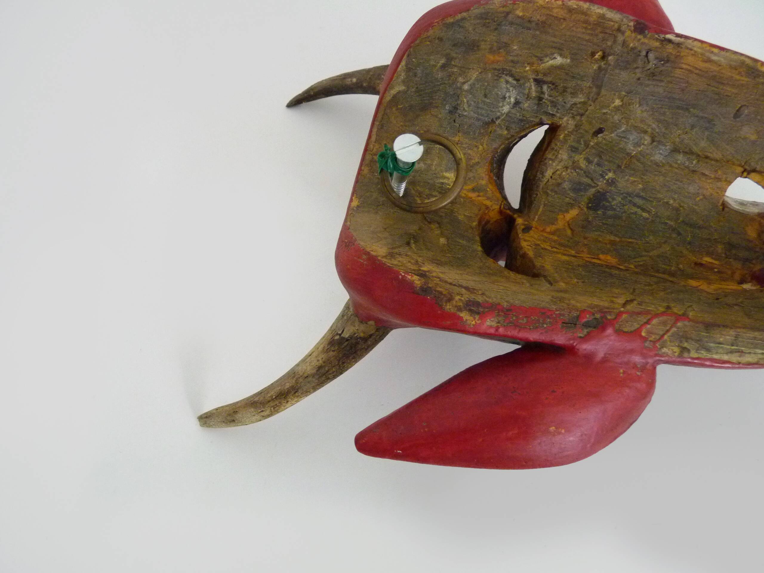 Art populaire mexicain masque diable en bois sculpté avec corne