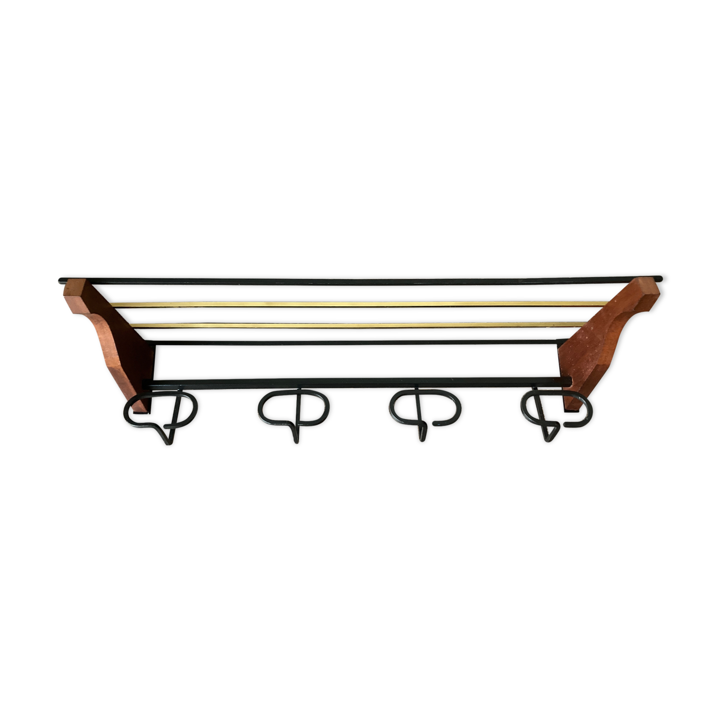 Product BHV Teak and brass coat rack 1960