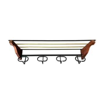 Produit BHV Porte manteau en teck et laiton 1960