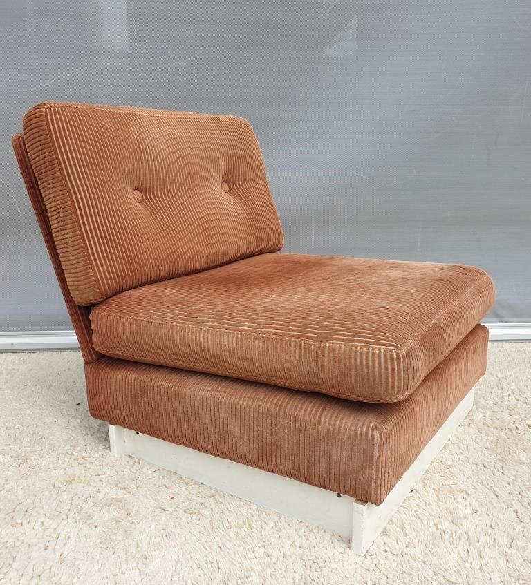 Lounge armchair 1970 corduroy "Pierre Richard"