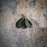 Flower suspension, Nymphéa model, 8 petals in rattan and fir green linen