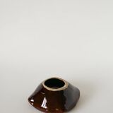 Ceramic mortar catchall, brown, 1970