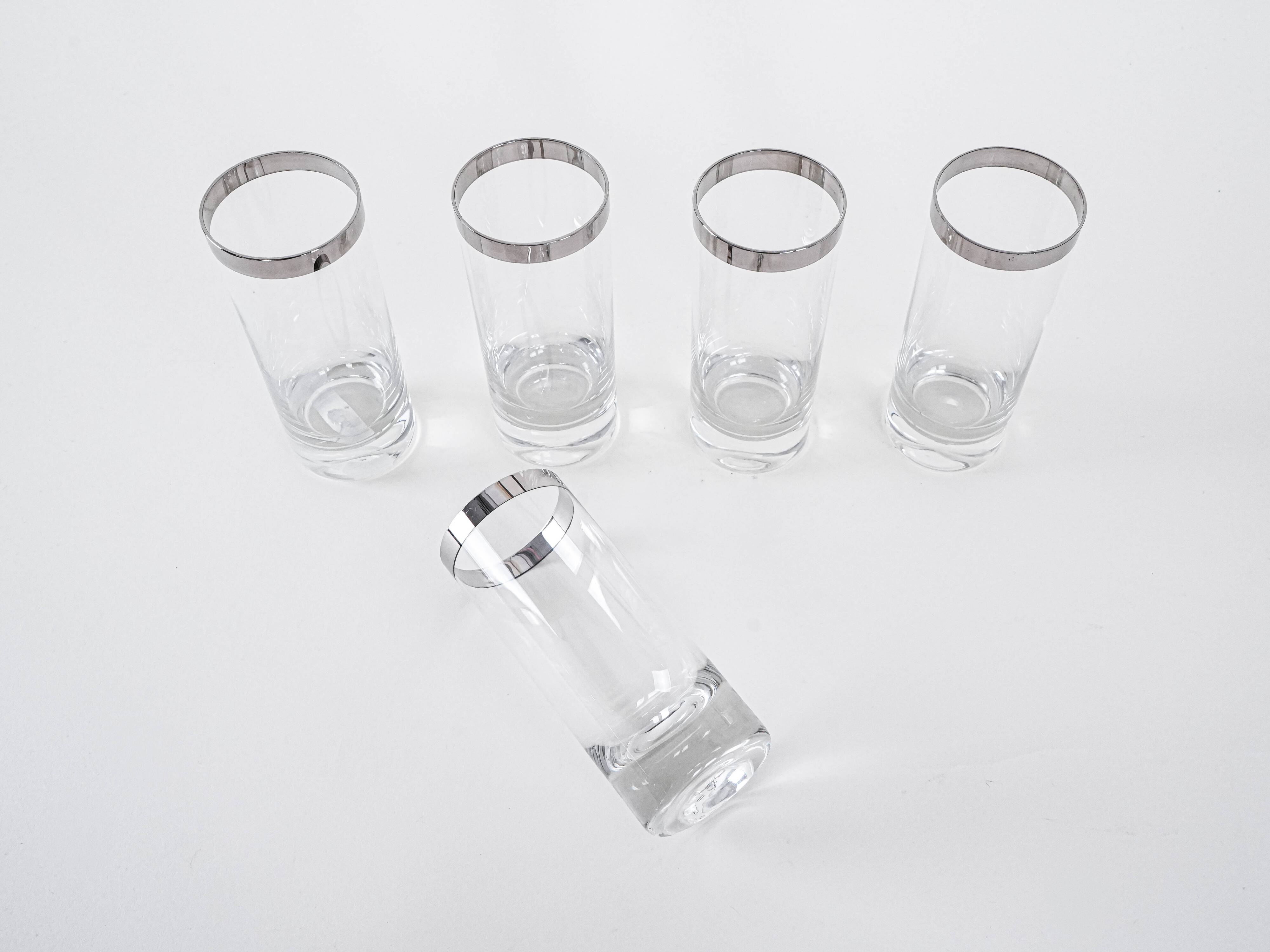 Set of glasses, Hollywood Regency style, 1970s, made in Italy