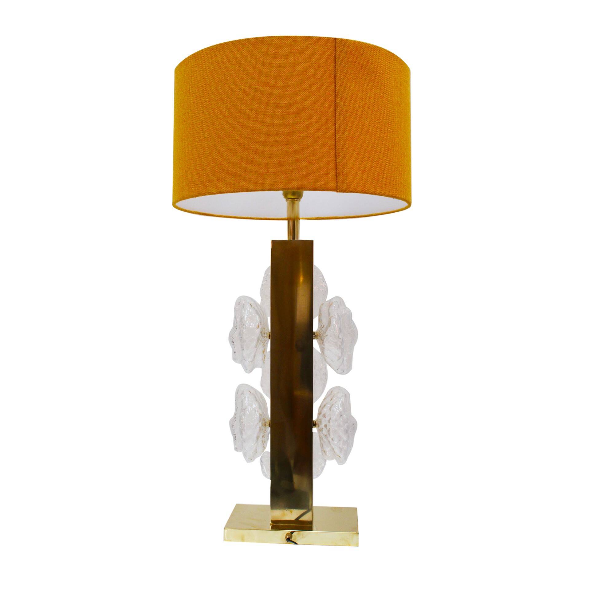 Pair of Murano glass and brass table lamps, Italy
