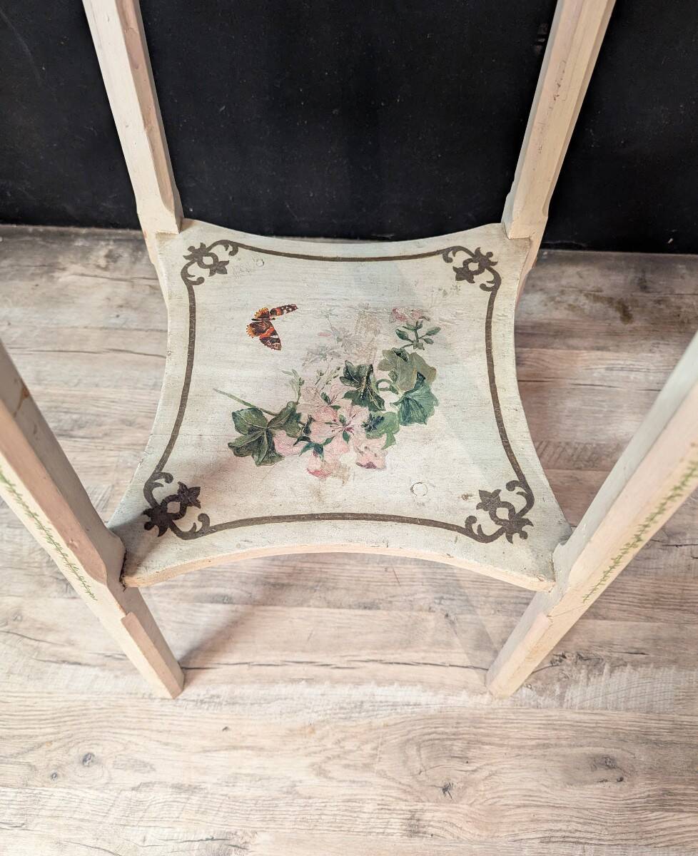 Pair of large painted wooden pedestals with three tiers.