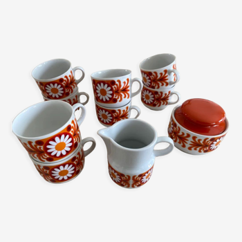 Service de 8 tasses à café, pot à lait, sucrier Bavaria en porcelaine 70