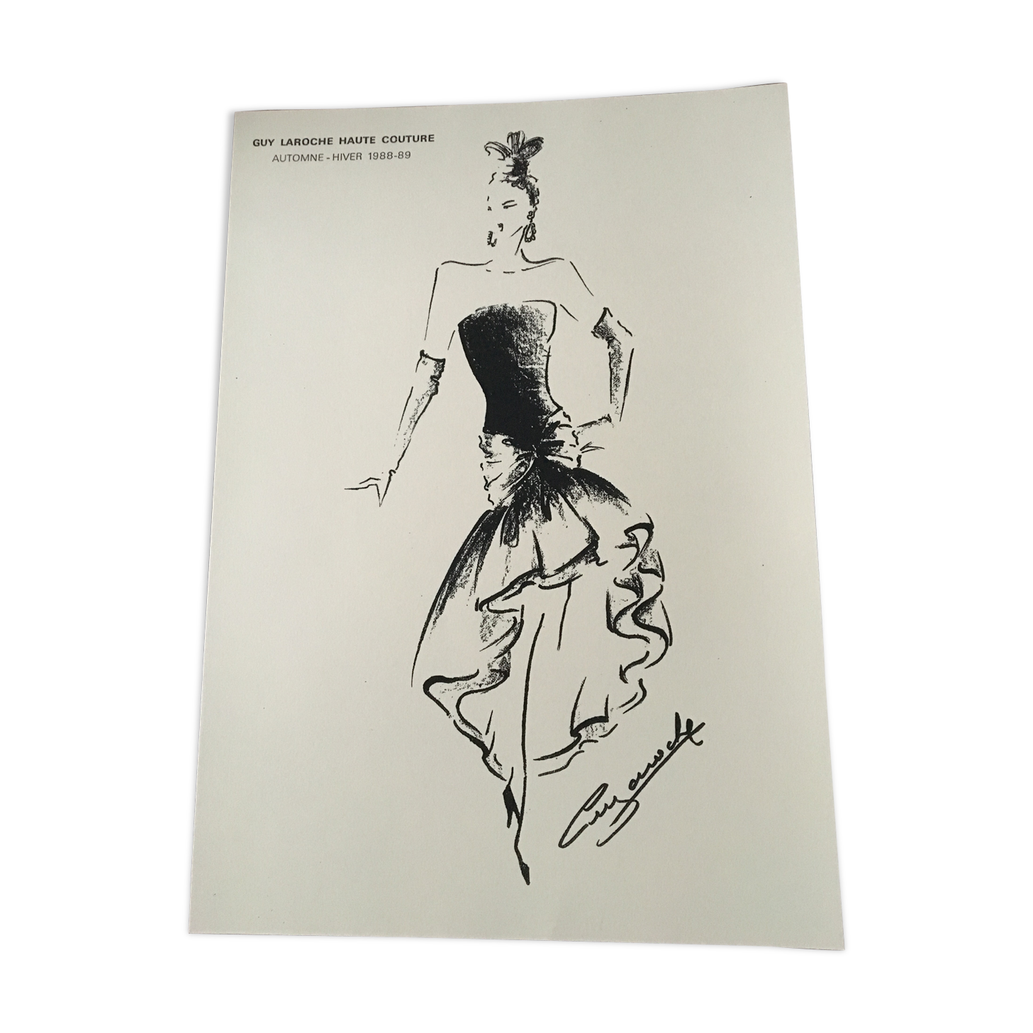 Illustration of press fashion by Guy Laroche, 80s