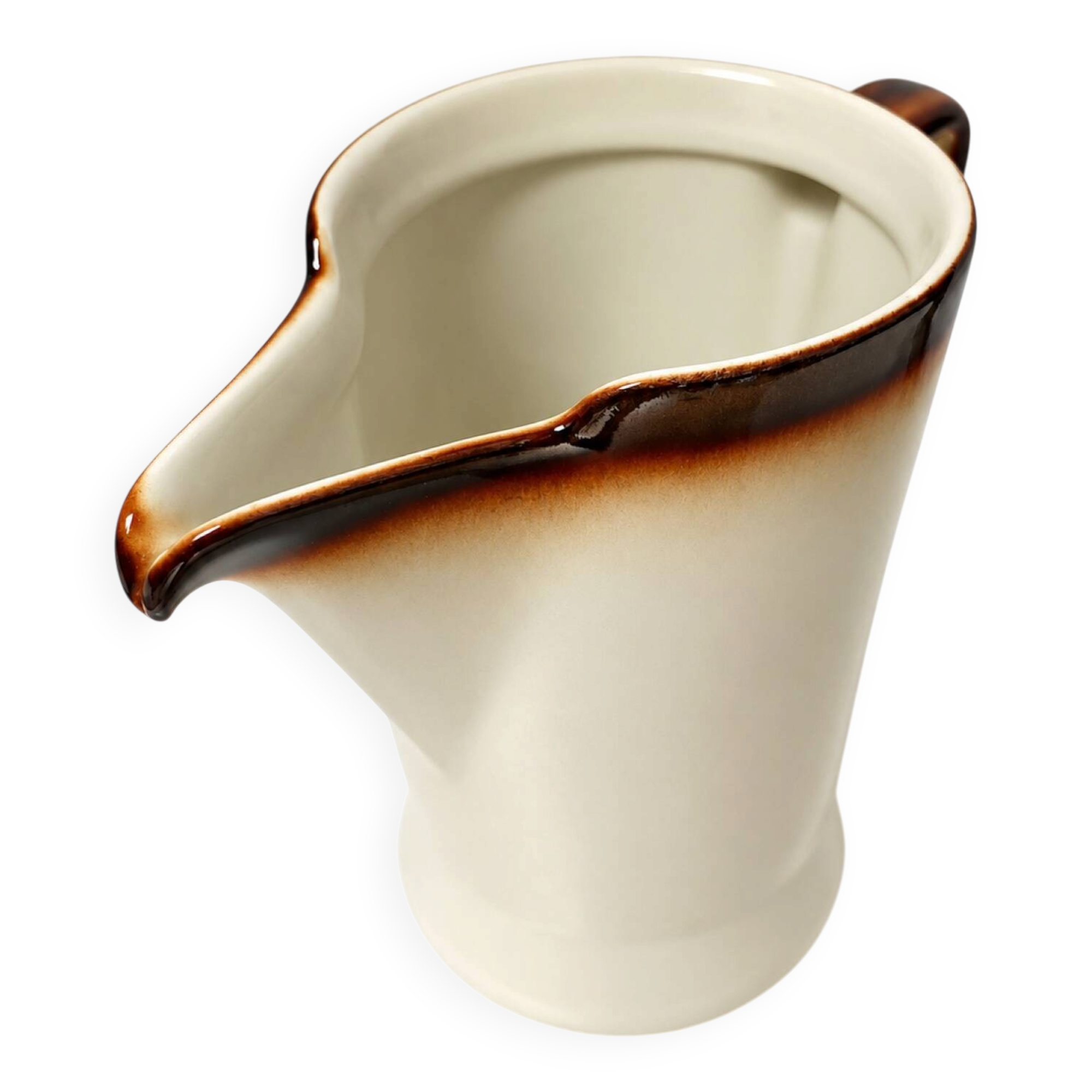 Vintage ceramic jug in ivory and brown – 1960s/70s