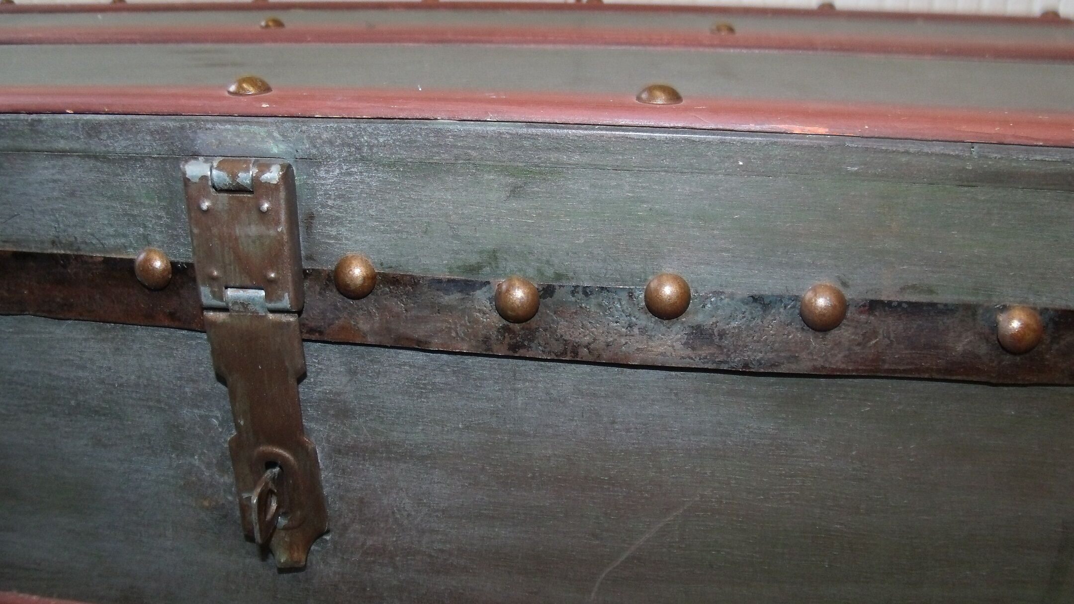 Old chest trunk wood studded
