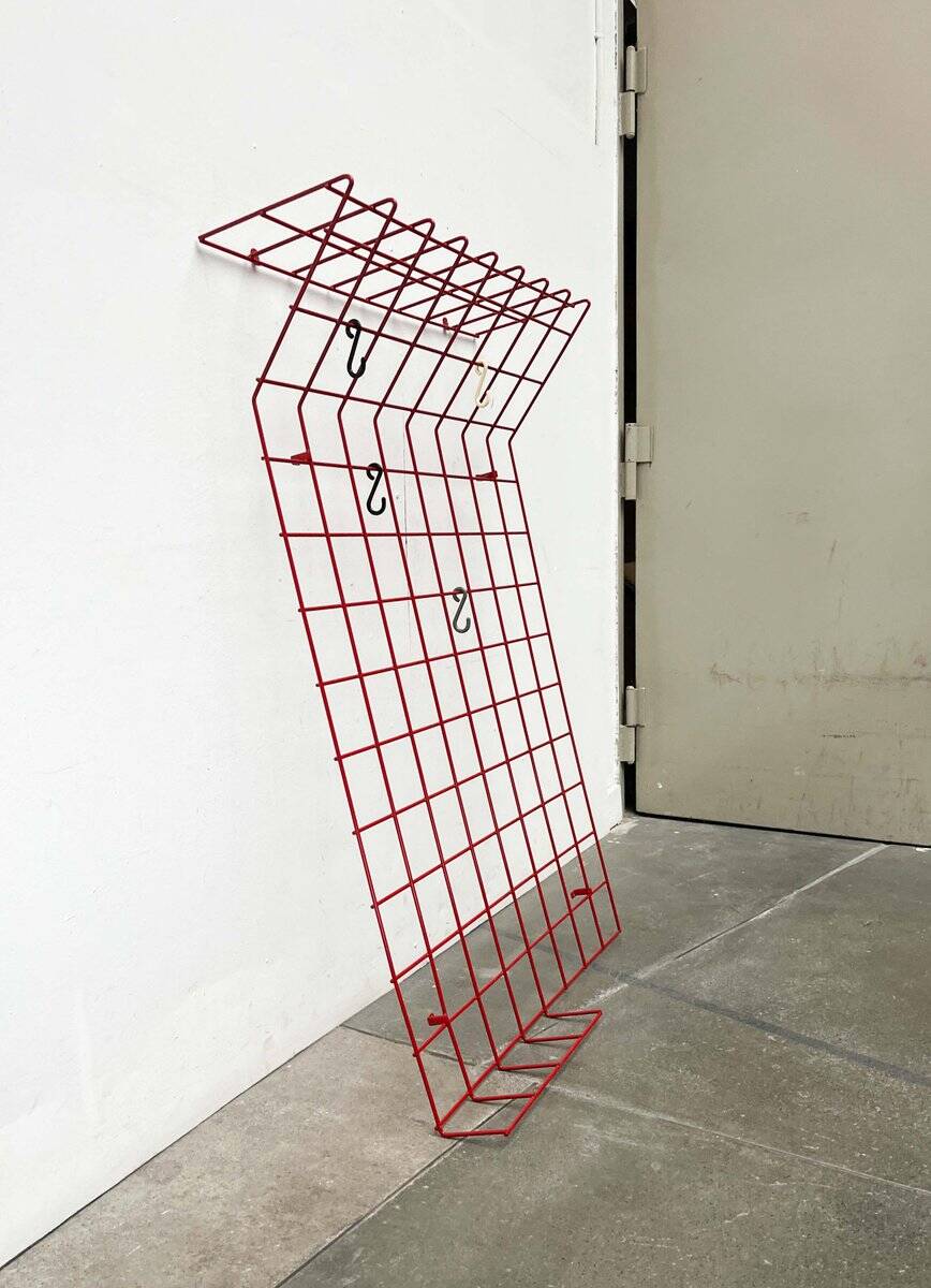Red rope coat rack, modern German mid-century, 1960s.