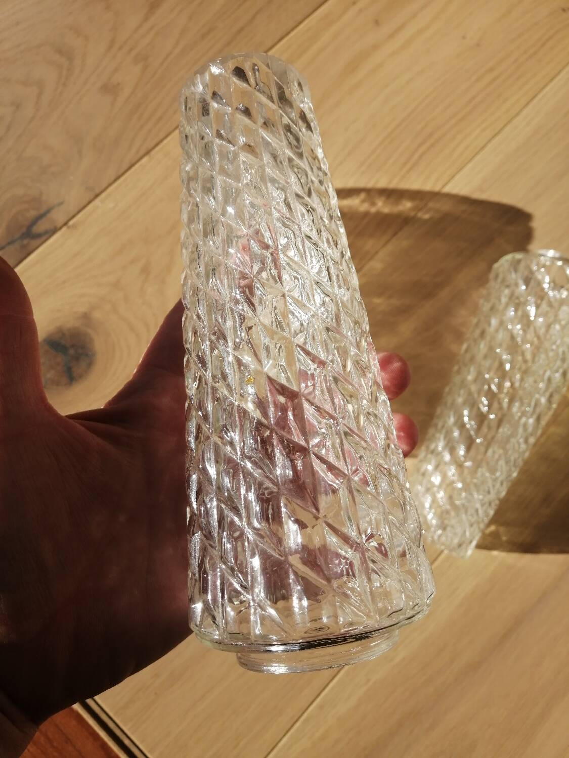 Set of 3 vintage molded glass tulips