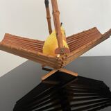 Basket in rattan and bamboo 60s