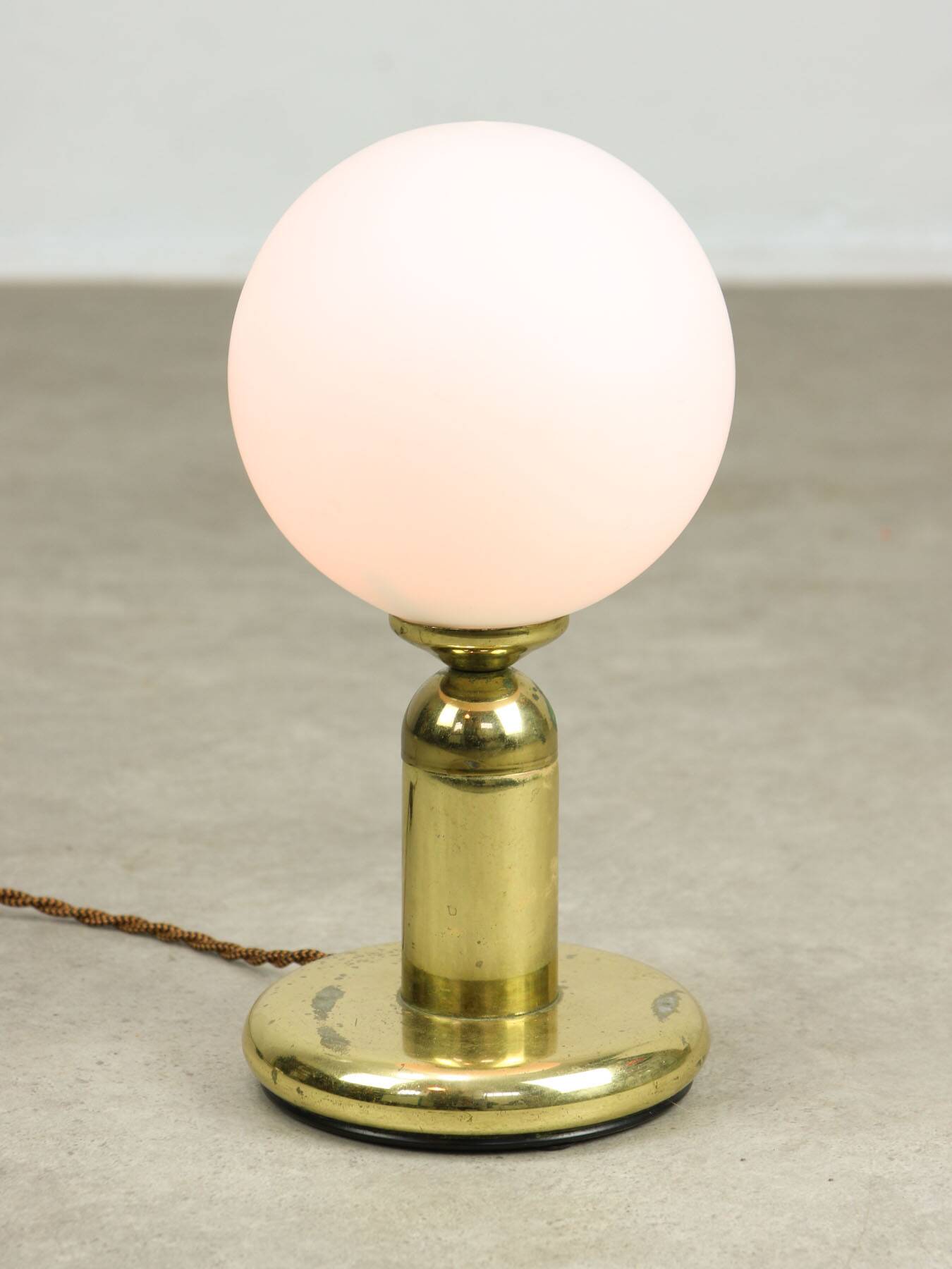 Vintage Italian Brass & Opaline Table Lamp, 1970s