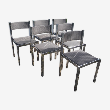 Lot de 6 chaises chromées Roche Bobois vers 1960 - 1970
