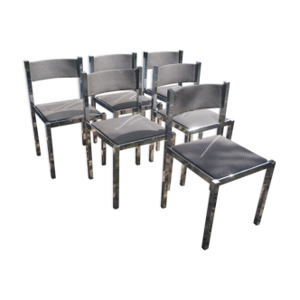 set of 6 chrome-plated rock chairs to 1960-1970
