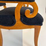 Biedermeier Armchair, Solid Beech, Black Boucle, South Germany circa 1830