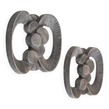Pair of brutalist wall decoration / door handles in cast aluminium