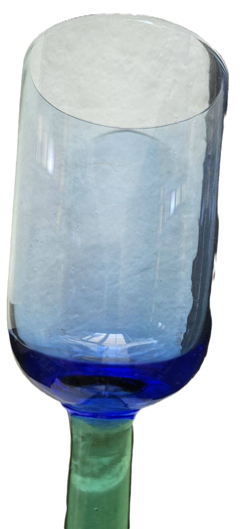 6 Verres Scandinaves Bleus et Verts Vintage Des Années 1980