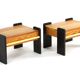 Set of 2 pine bedside tables - vintage mid-century nightstands.