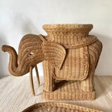 Vintage elephant rattan table