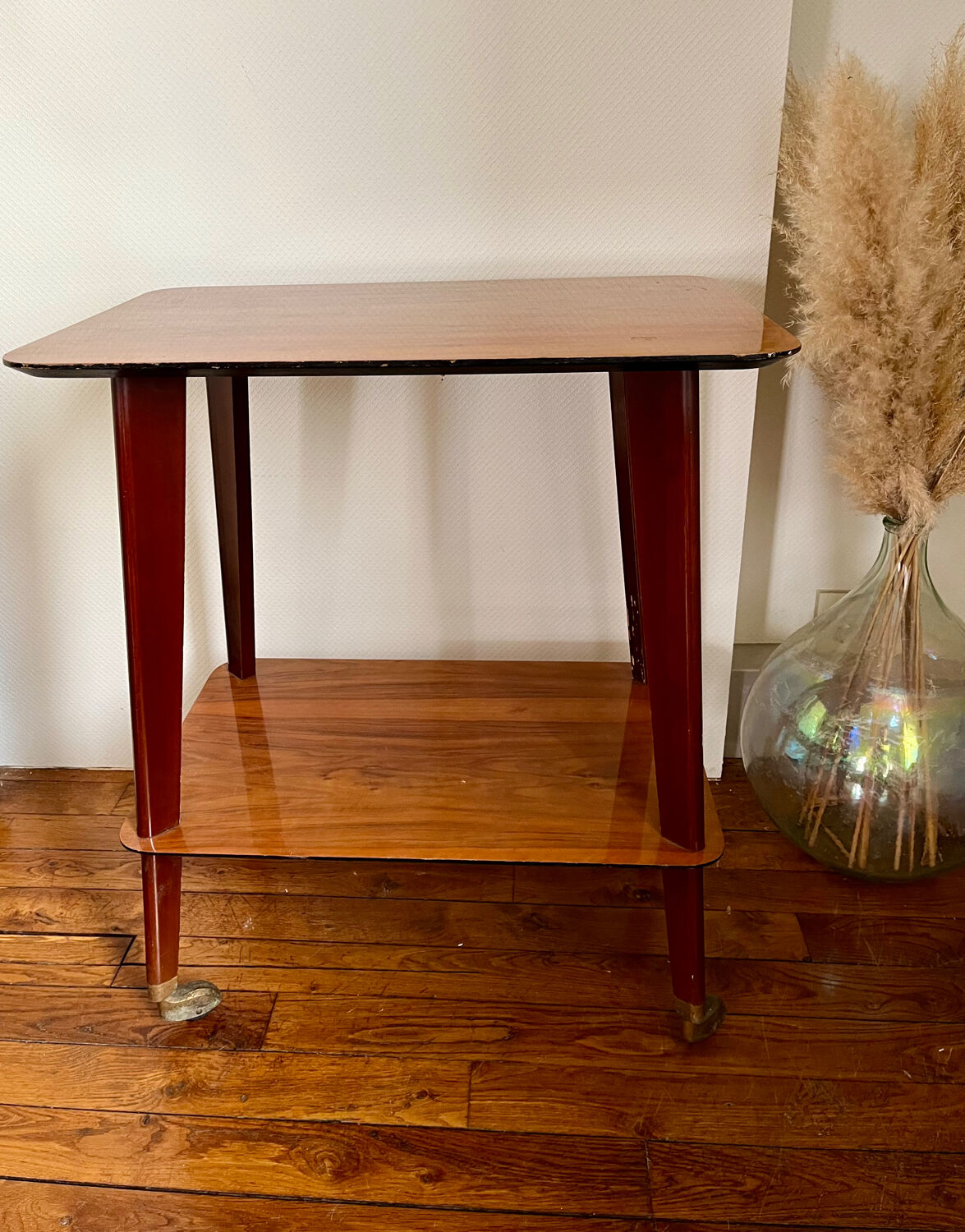 Vintage compass foot serving table 1950