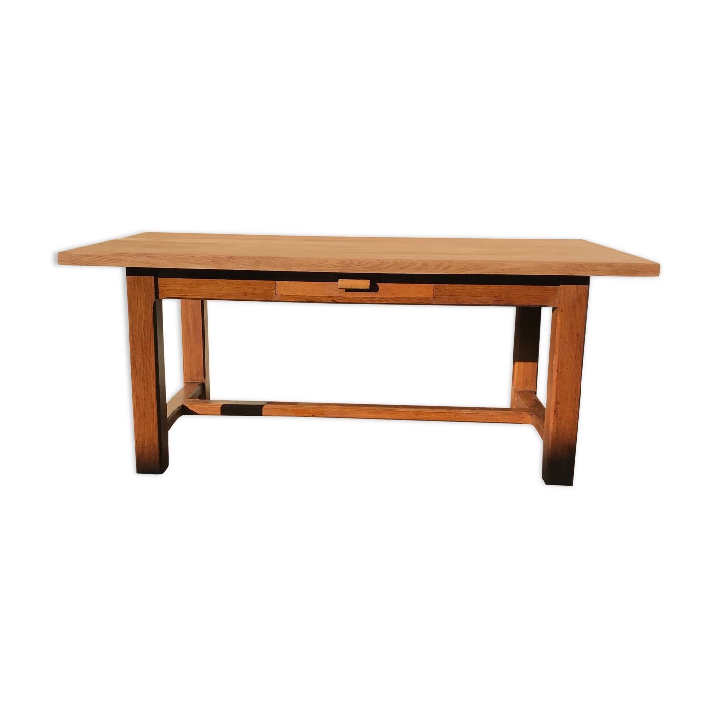 Vintage farmhouse table 1950 in solid light oak