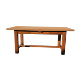 Table de ferme vintage 1950 en chêne massif clair
