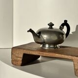 Small teapot, pewter coffee pot flattened oval shape
