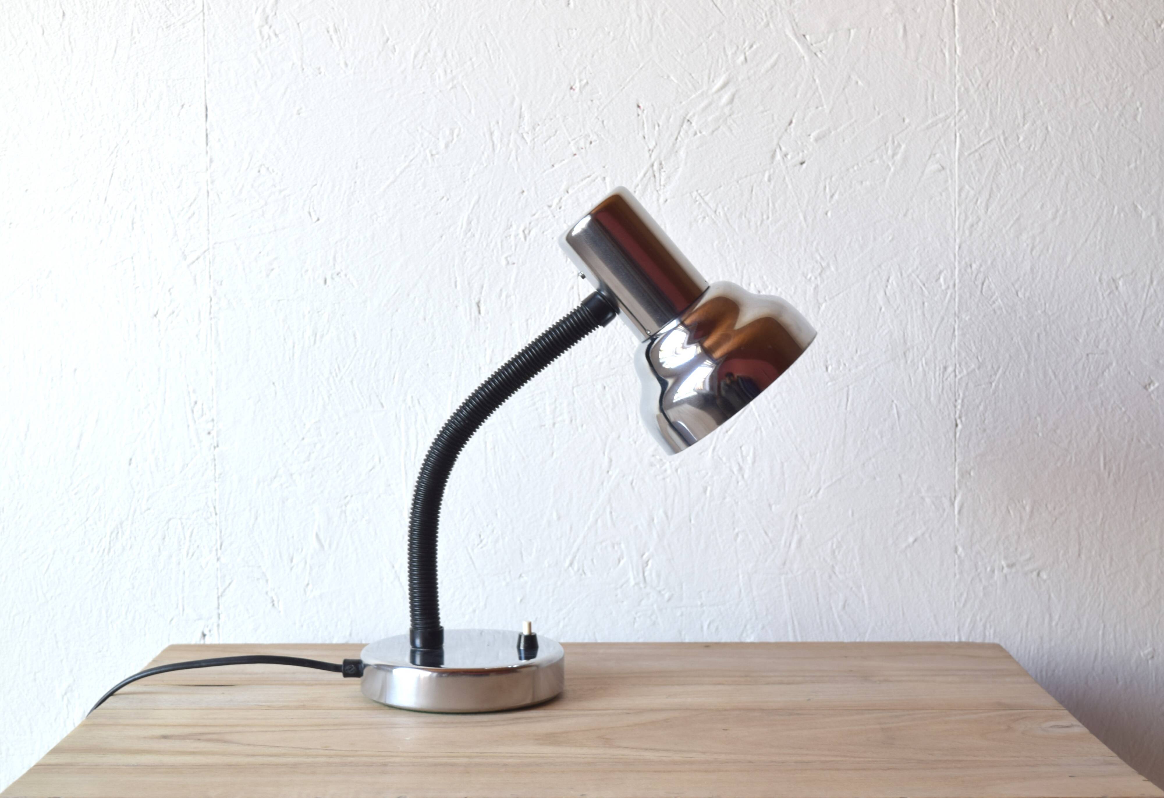 Vintage chrome metal desk lamp - Table lamp - 1960s.