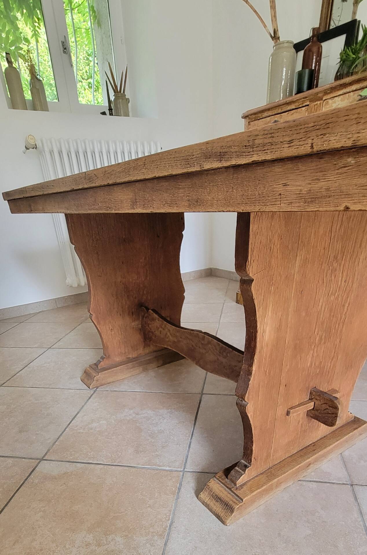 Monastery dining table, farmhouse, solid oak, antique vintage.