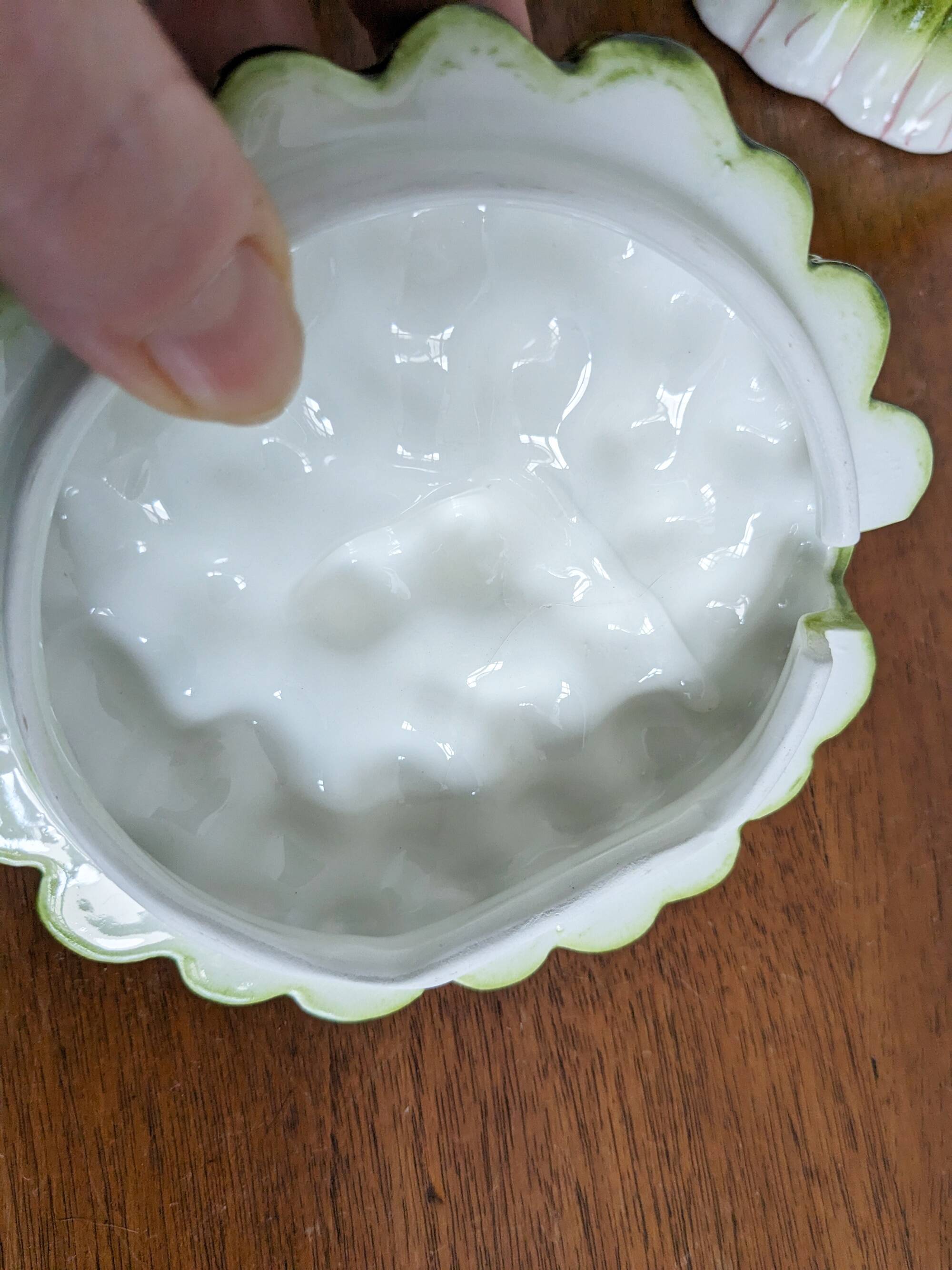 Vintage asparagus tableware sauce container, Italian majolica