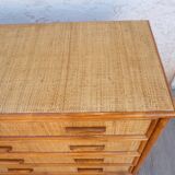 Vintage rattan bamboo chest of drawers